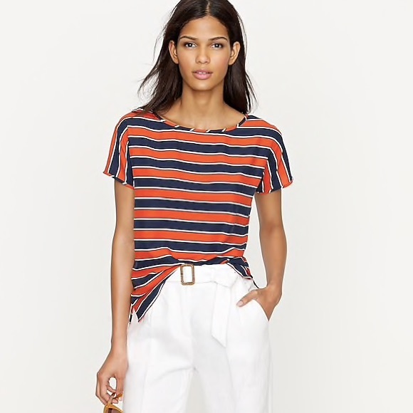 NWOT J Crew Silk Gondola Striped Boxy Top, Small - Picture 1 of 7